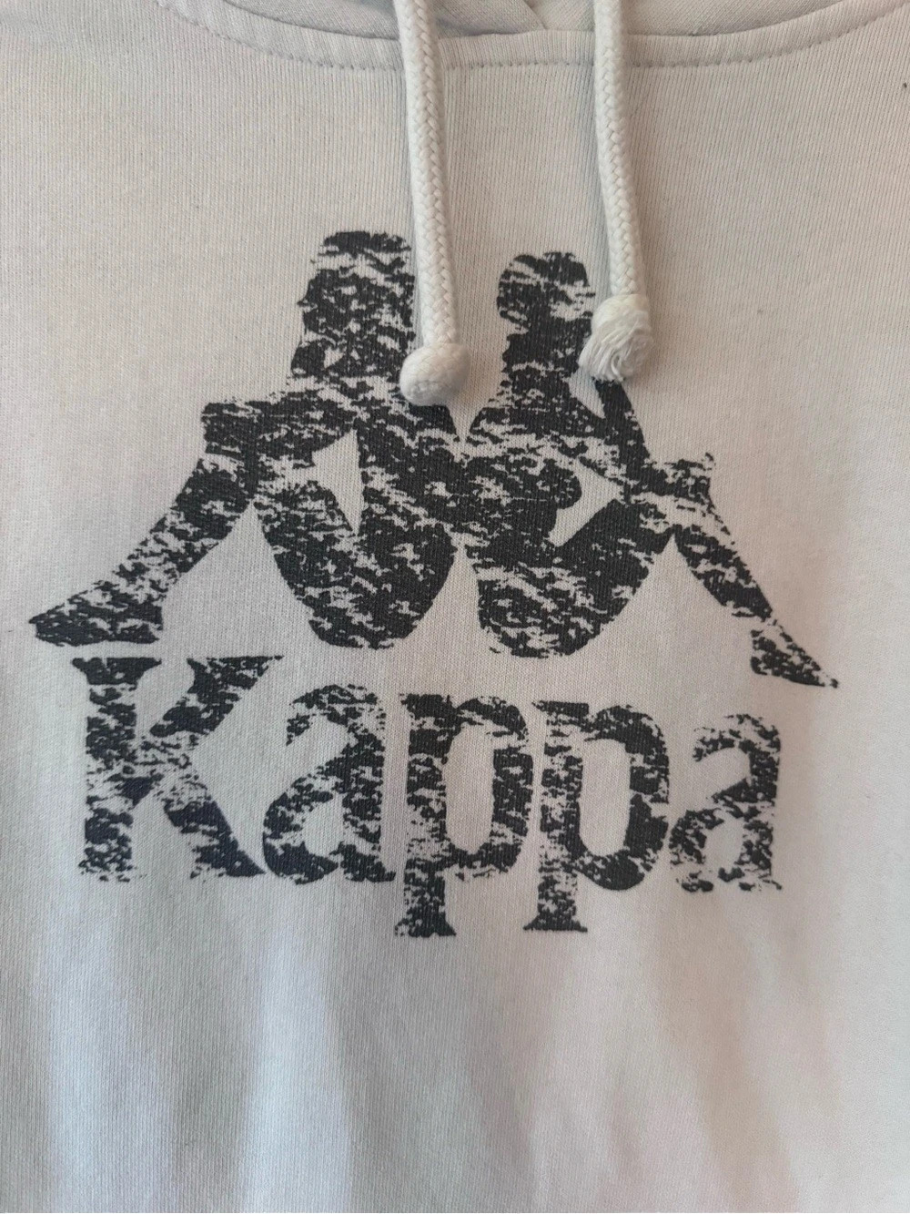 Kappa Graphic Pullover Hoodie in White & Black Size Medium